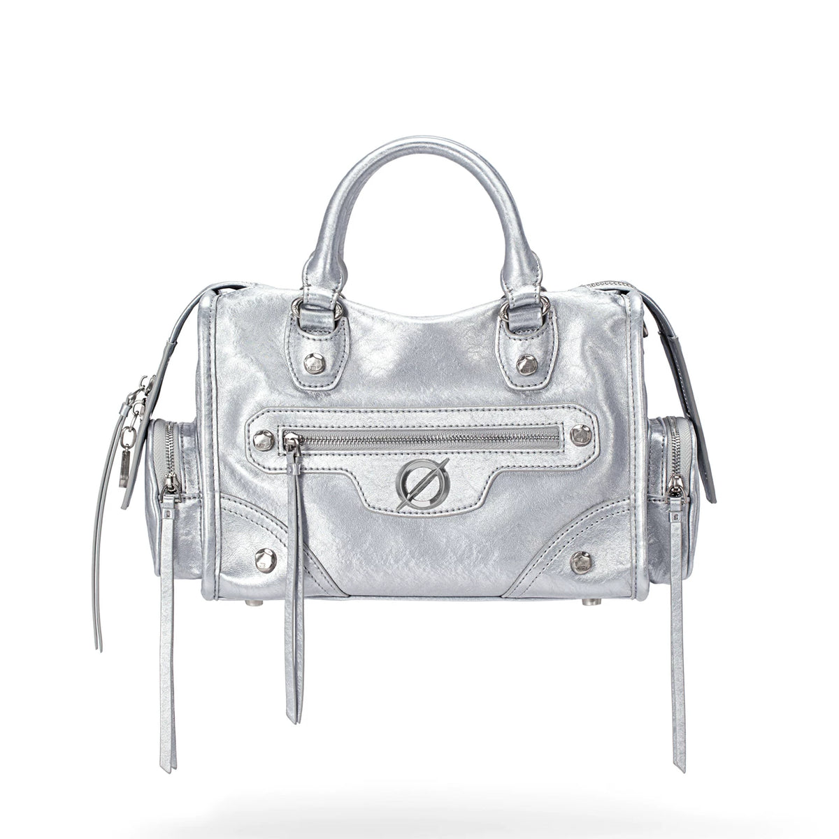 JELLY TOYBOY Biker Chic Pink Faux Leather Zip-Top Crossbody Bag