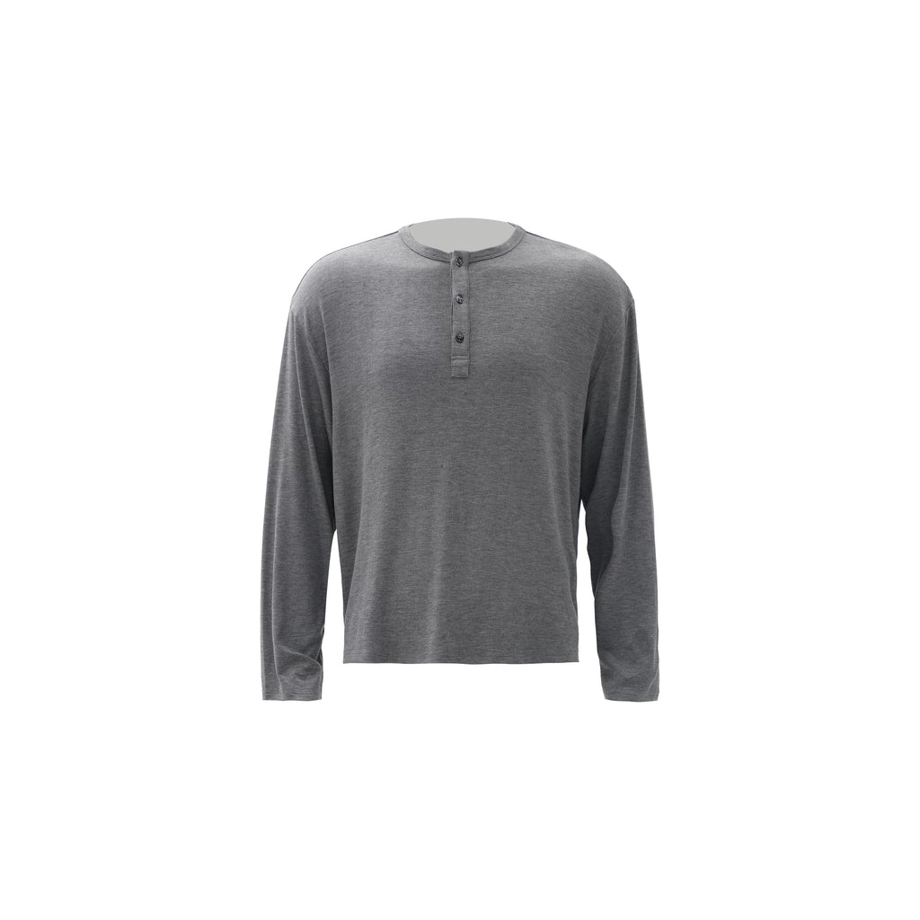 ZOZO FOREST Relaxed Button Soft Lightweight Henry Neck Long Sleeve Sweatshirt
