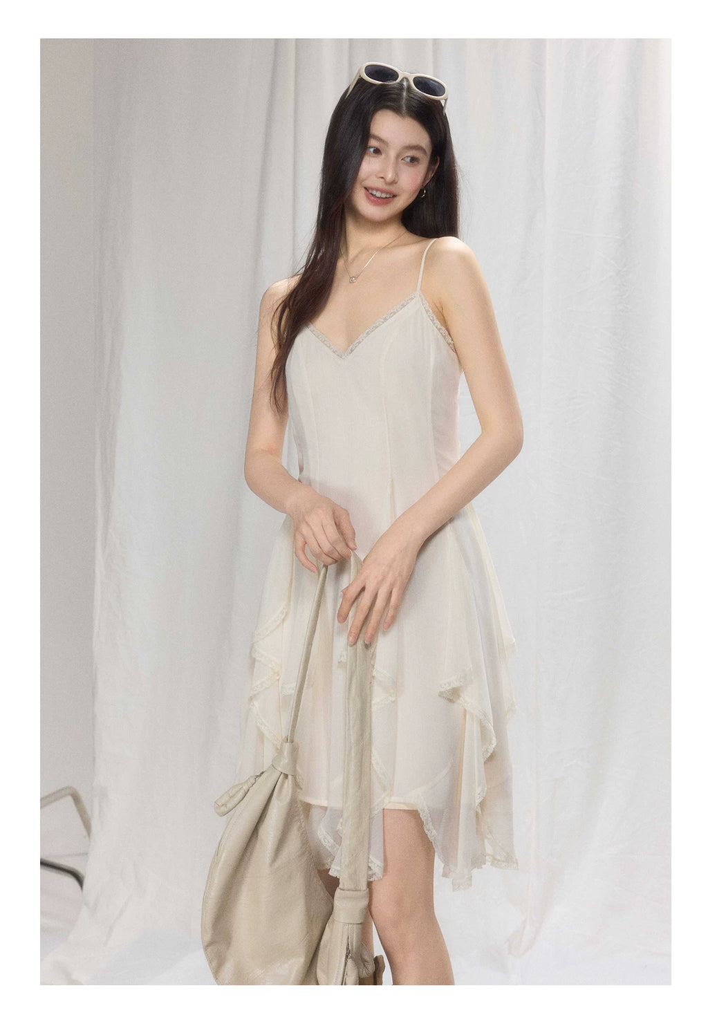 TYANG Irregular Lace Suspender Dress