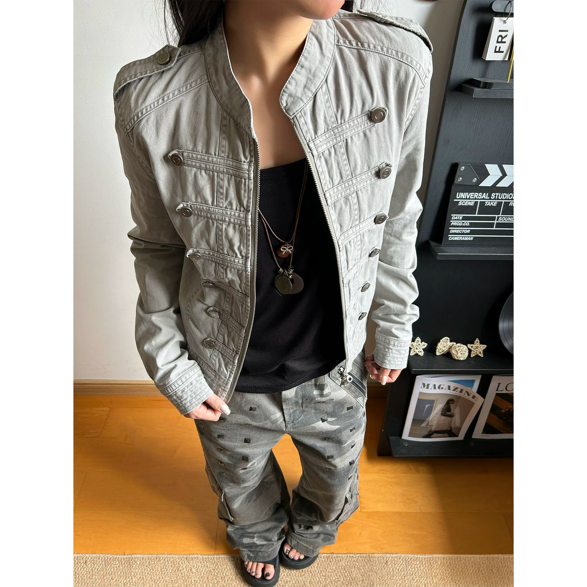 KISMETS Palace-Wash Distressed Cropped Denim Jacket