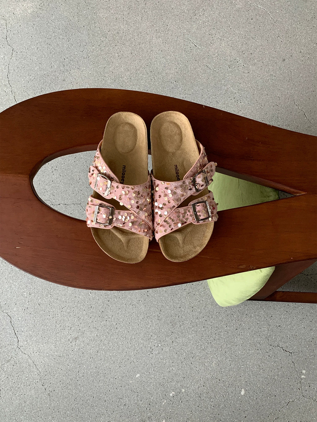 MILOOEY Leather Double Buckle Slide Sandal
