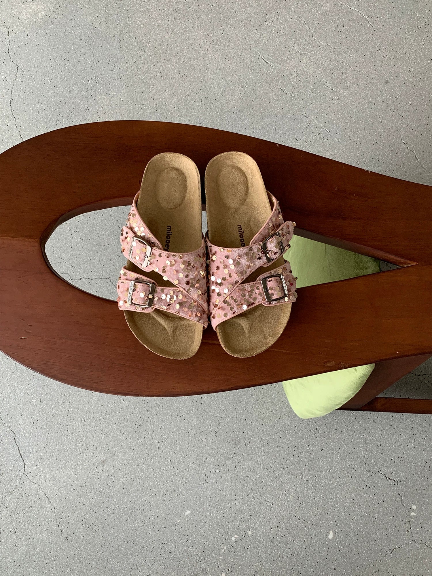 MILOOEY Leather Double Buckle Slide Sandal