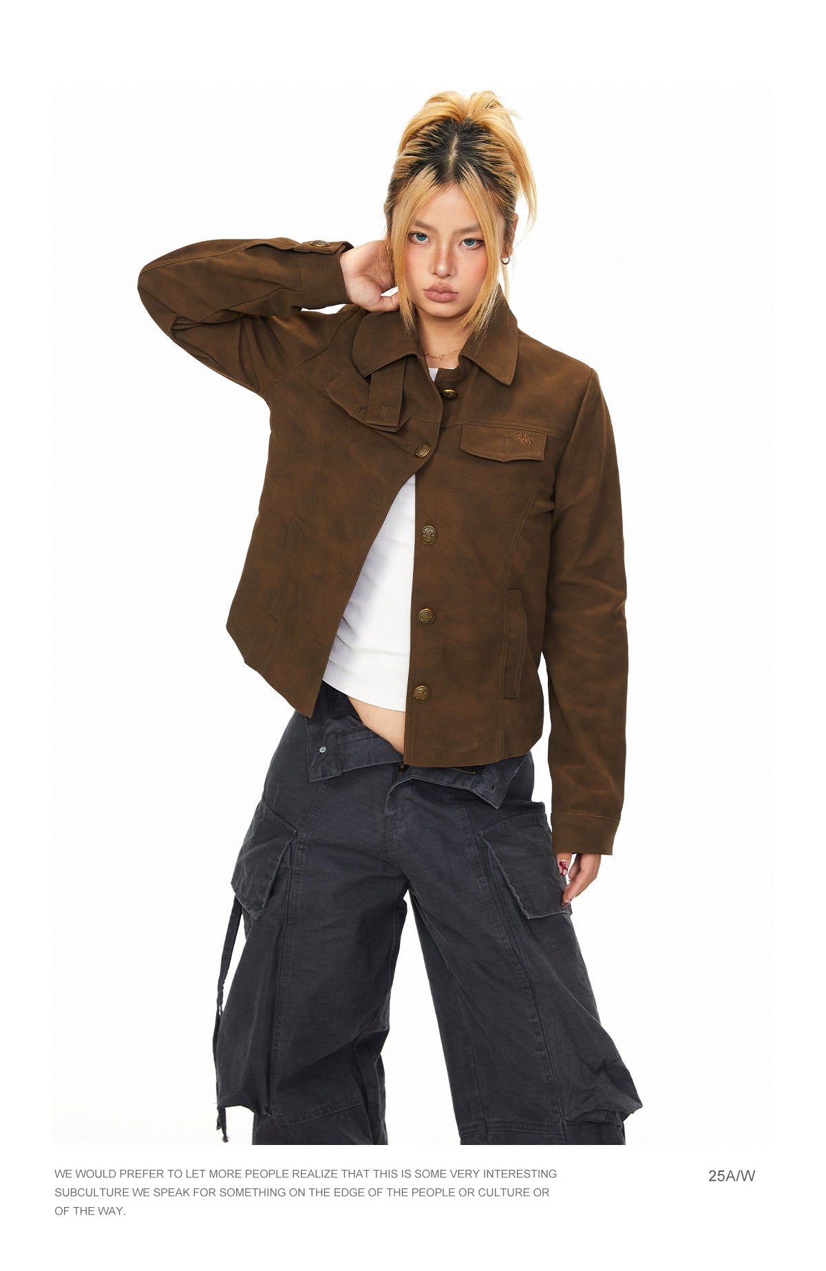 Mershier Suede Embroidered Lapel Jacket