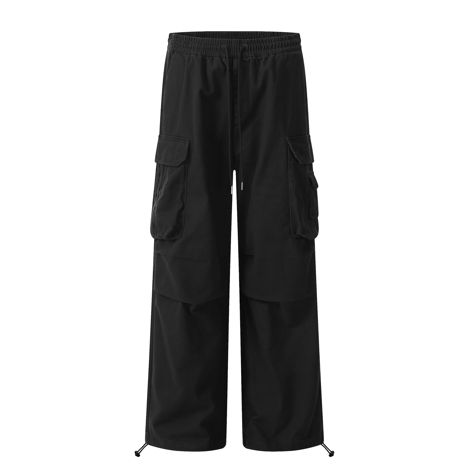 11KN Retro Drape Multi-pocket Drawstring Wide-leg Pants