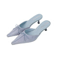 Mooreyu Lambskin Pointed-Toe Kitten Heel Slingback Mule