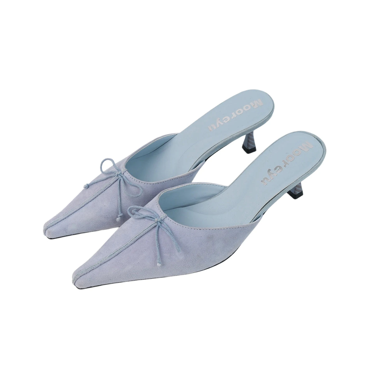 Mooreyu Lambskin Pointed-Toe Kitten Heel Slingback Mule