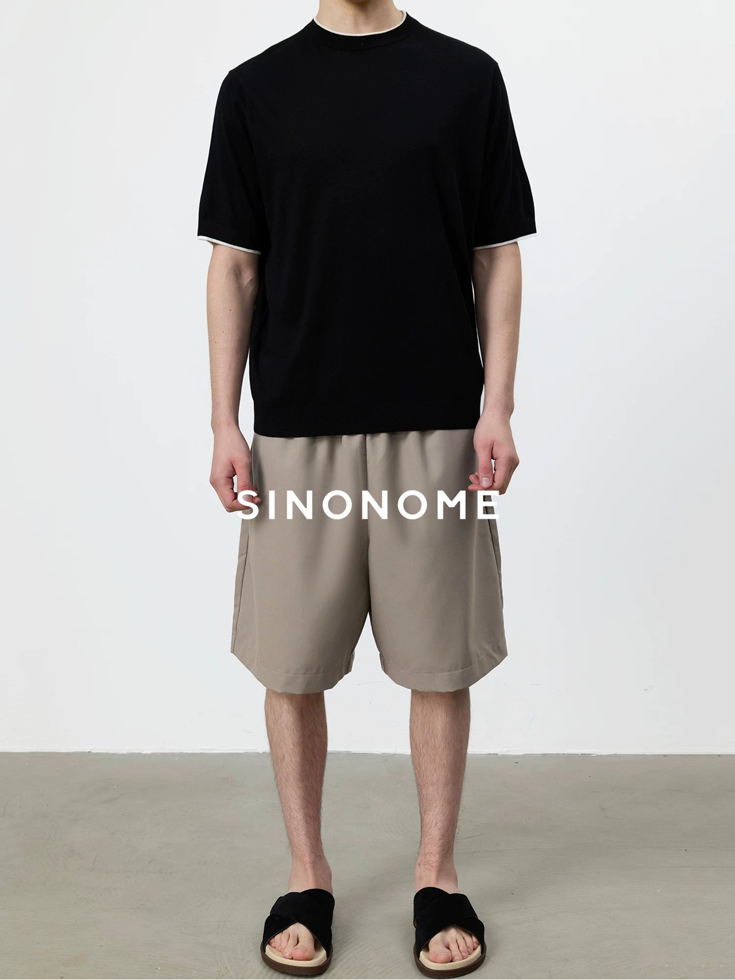 SINONOME Relaxed Fit Straight-Leg Linen-Blend Shorts