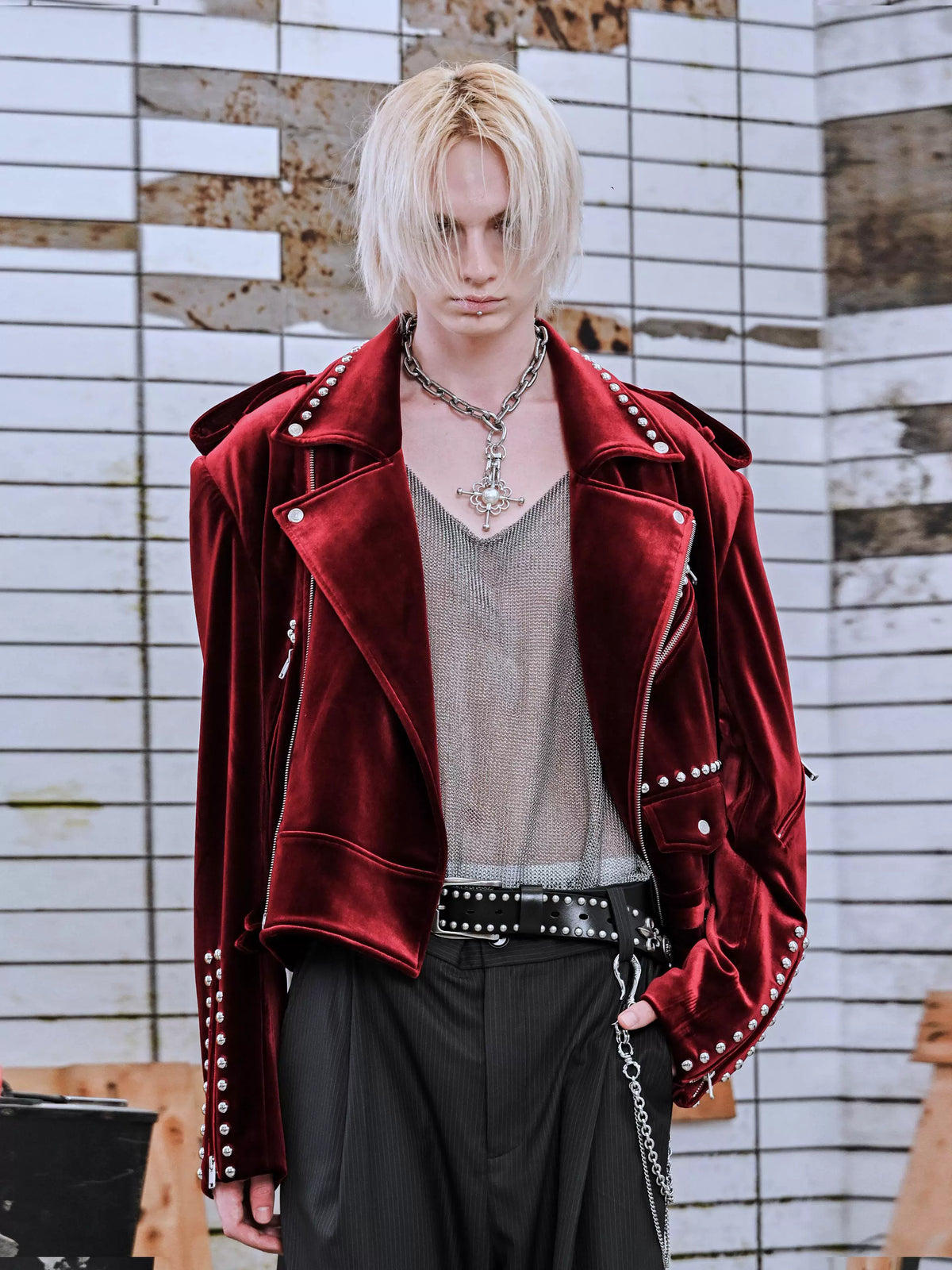 FACEON LAB Red Velvet Motorcycle Jacket