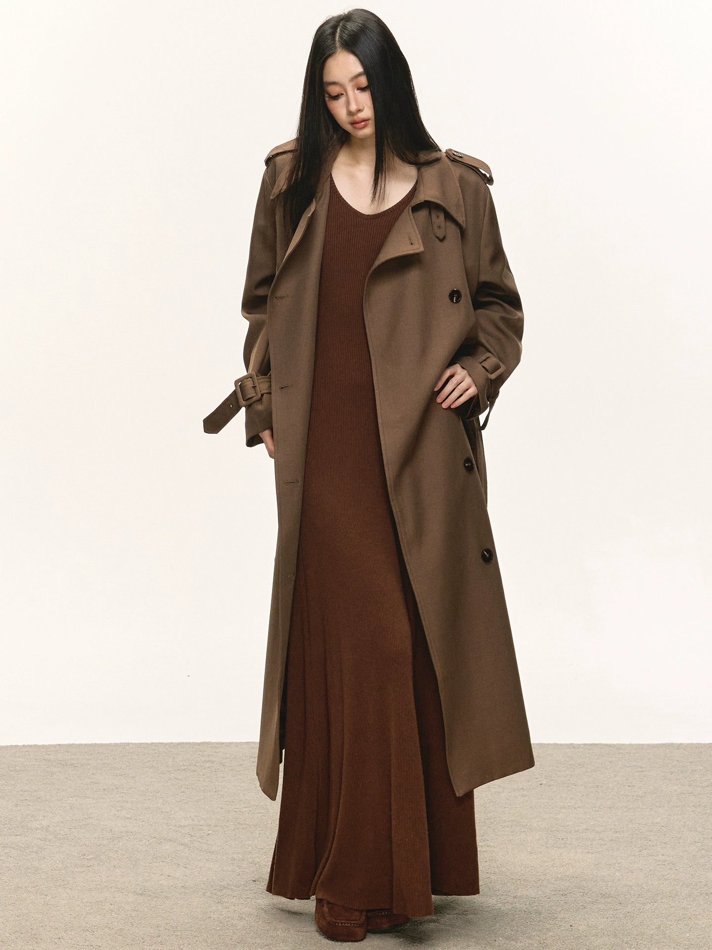 Anna Aneae Long Double-breasted Temperament Premium Coat