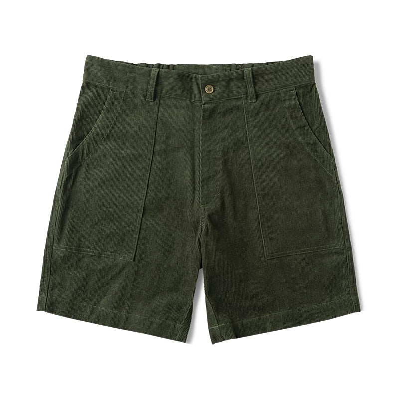 Bronson Pure Cotton Corduroy High-Waist Wide-Leg Cargo Shorts