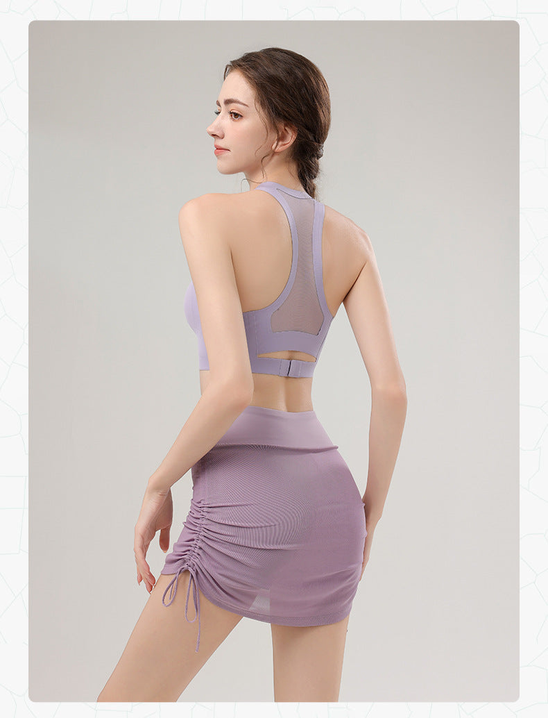 TIANQINGSE Mesh Yarn Drawstring Length Adjustable Sports Skirt