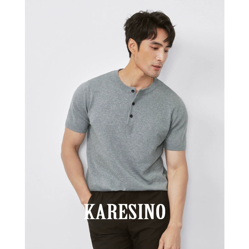 KARESINO Breathable Henry Collar Casual Tee