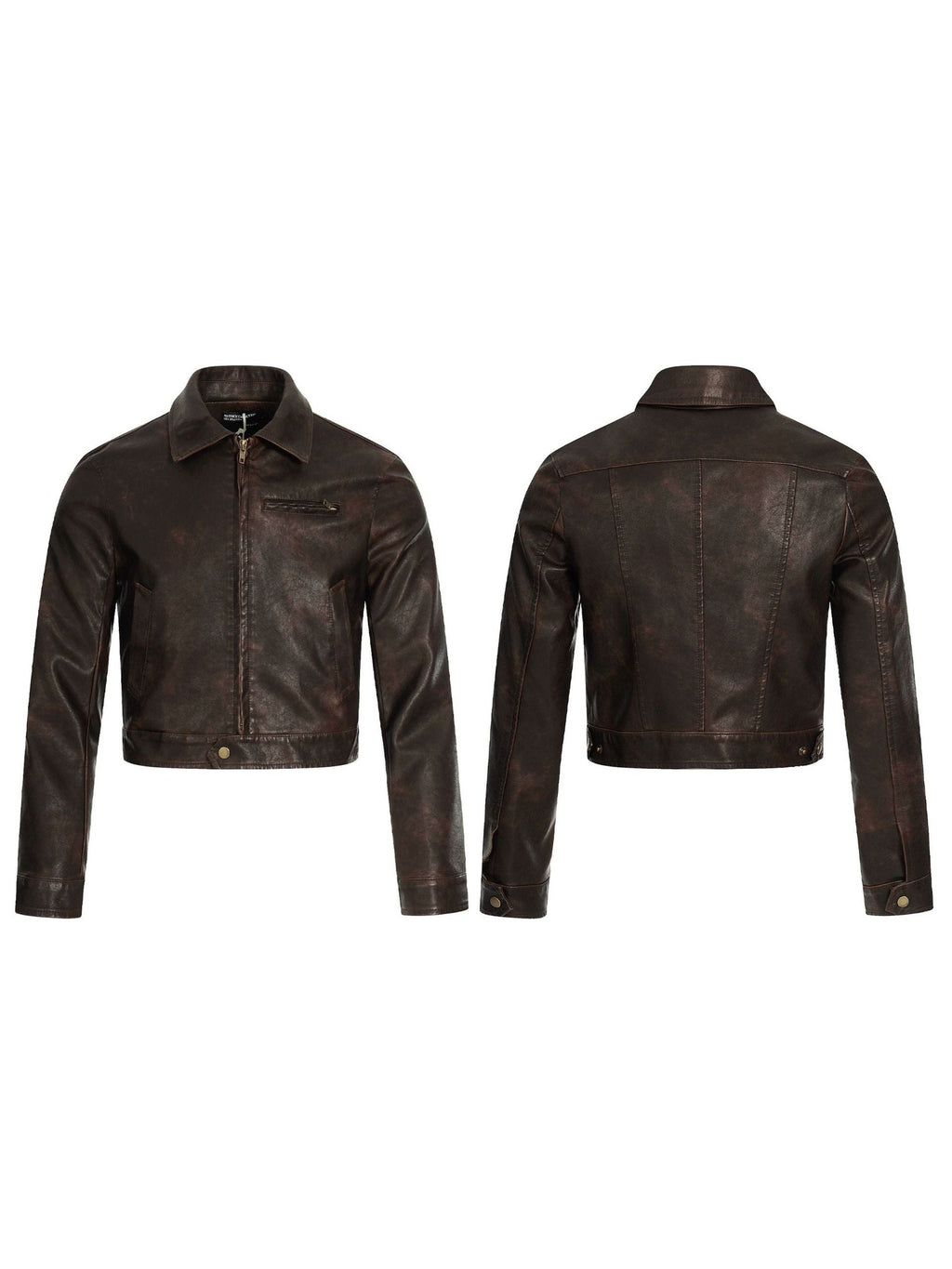 11KN Retro Leather Jacket Lapel Short Jacket