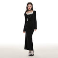 IMONE Vintage Lace Square Neck Knitted Dress