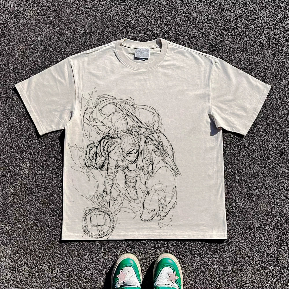 WYB STUDIO | 230G UPF 30+ Breathable Anime Graphic Drop-Shoulder T-Shirt