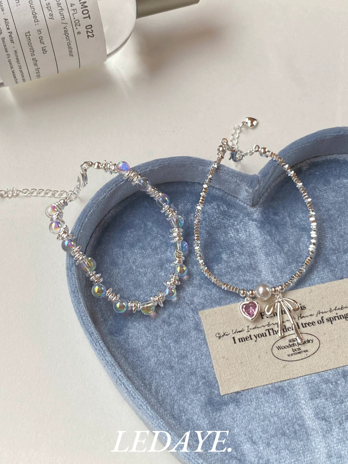 LIDAYE Crystal Bubble Baroque Heart Charm Bracelet