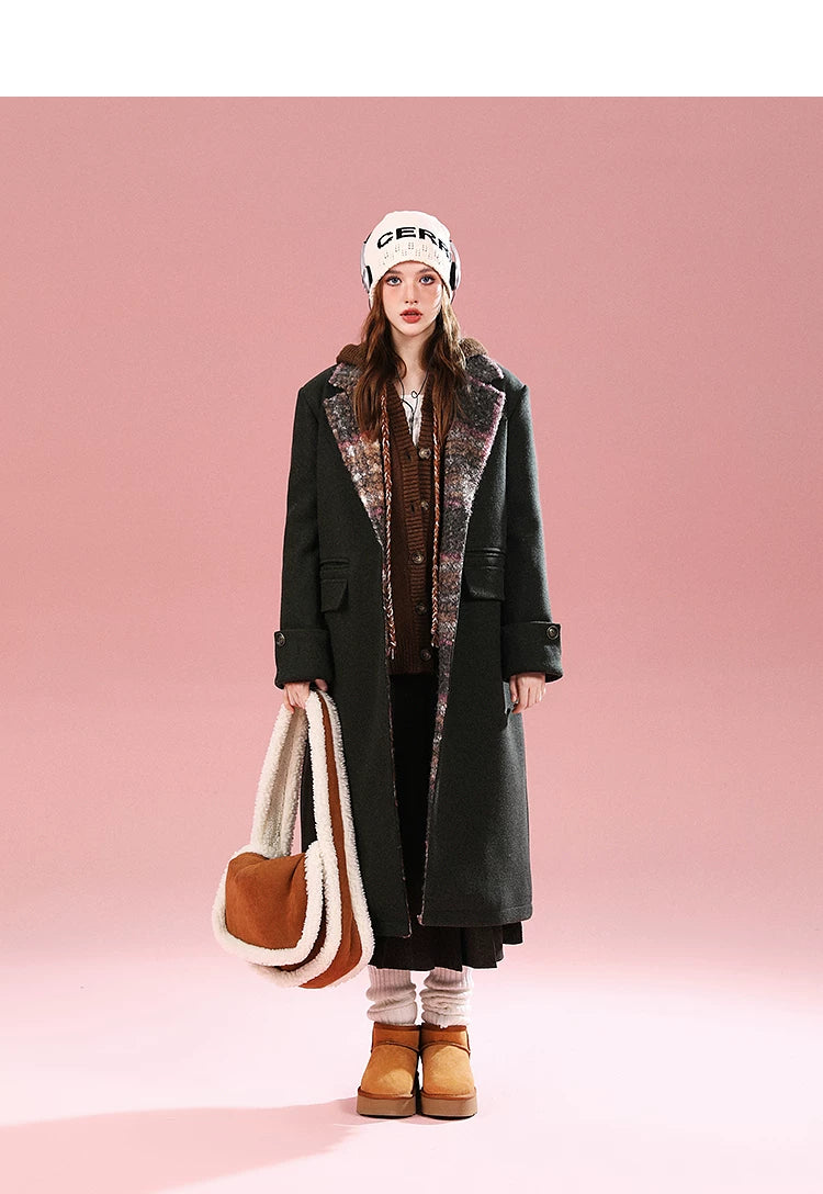 Imone Retro Loop Hairy Long Woolen Jacket