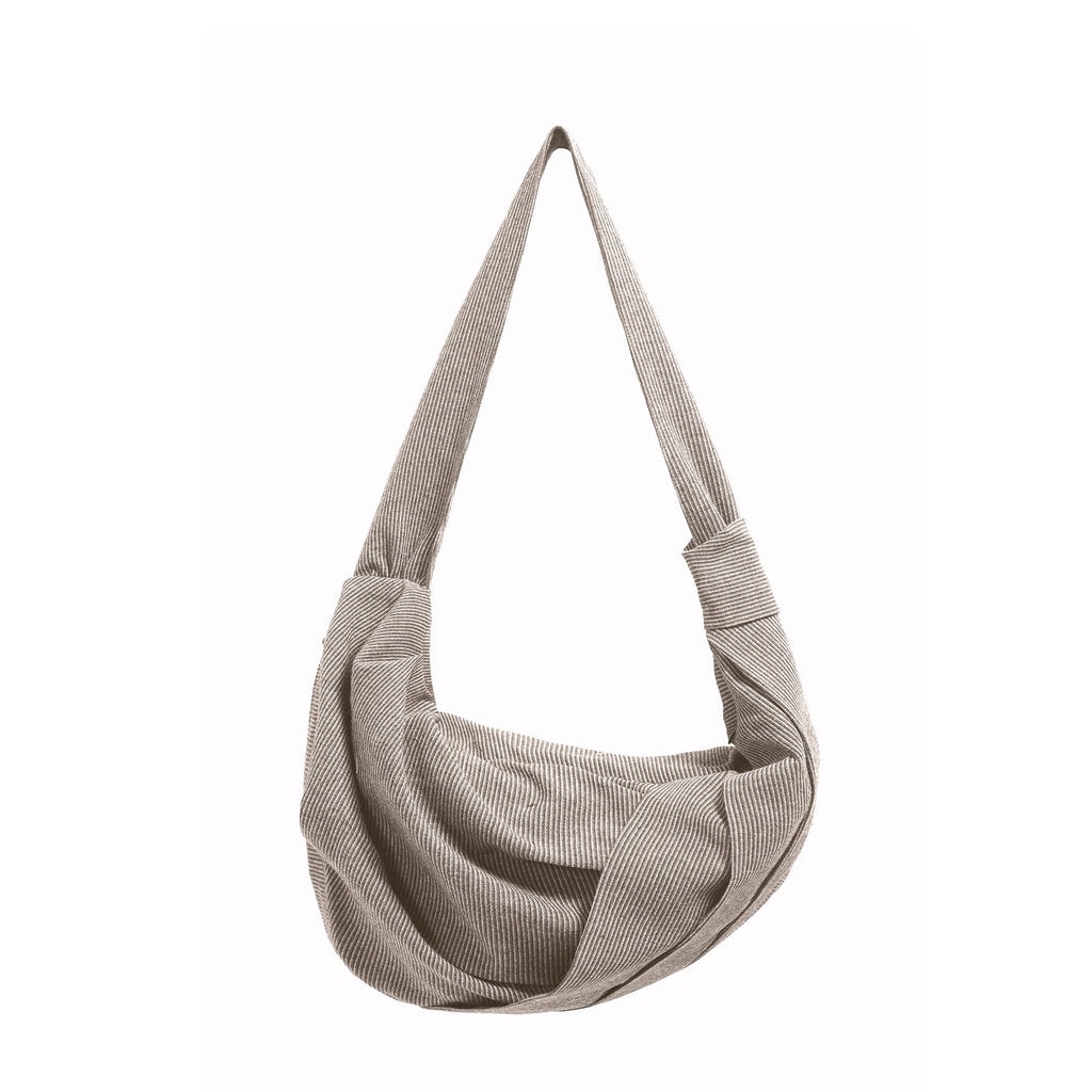 TZ Striped Pleated Shoulder Oblique Span Bag