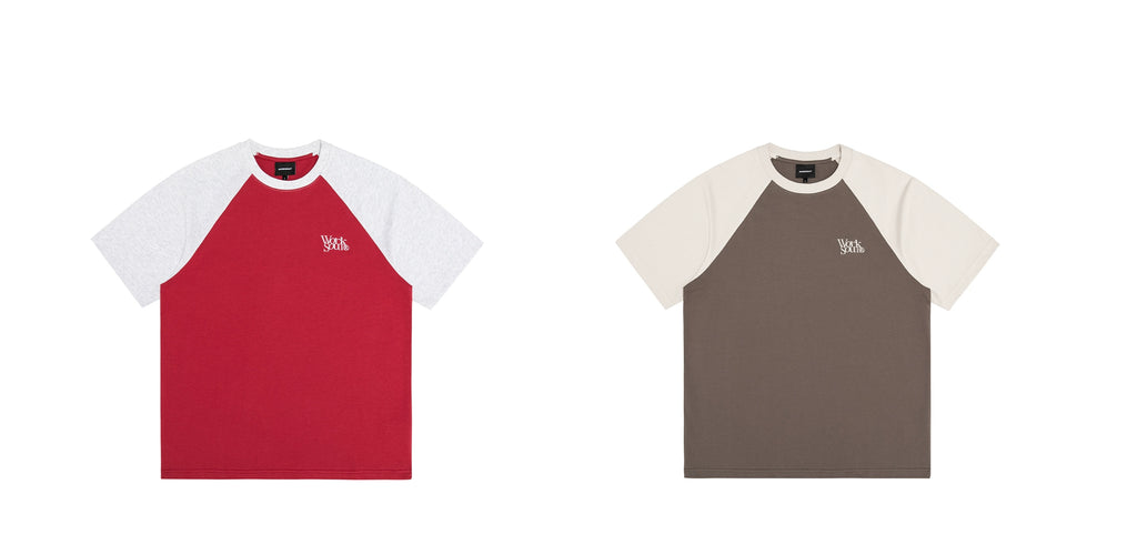 NICEBAD Contrasting Color Raglar Sleeve Embroidery Tee