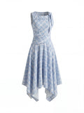 RRFIGHT Blue Mist Pastoral Floral A-Line Dress