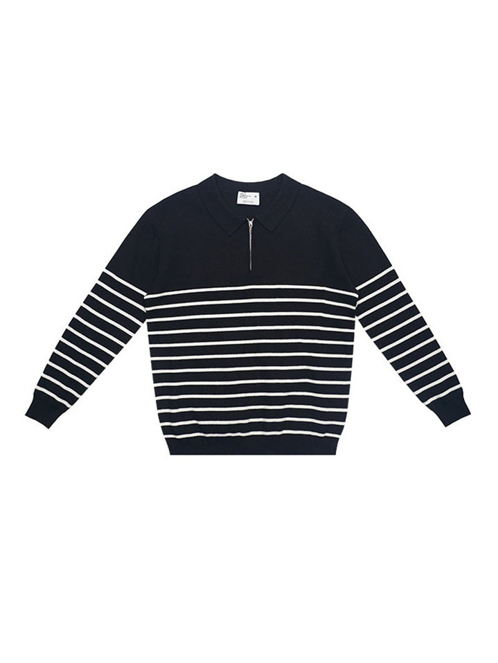 (Clearance) UNF Casual Contrast Striped Knitted Sweater