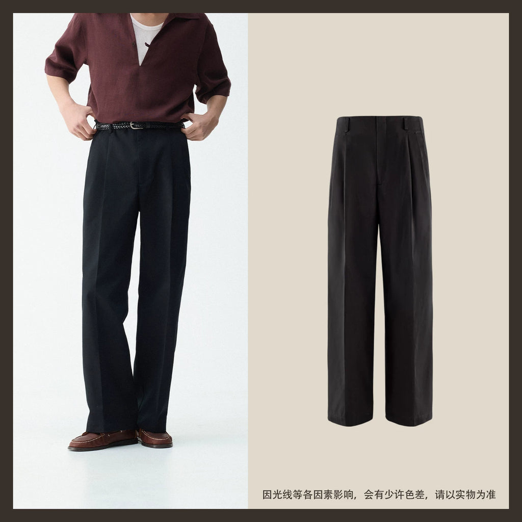 CULTUM Double-Pleat High-Waist Wide-Leg Trousers