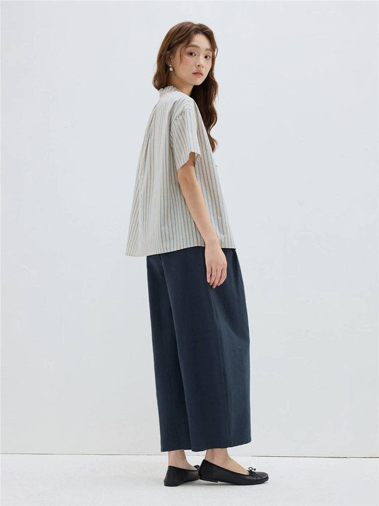 Giordano Loose Striped Short Sleeve Shirt