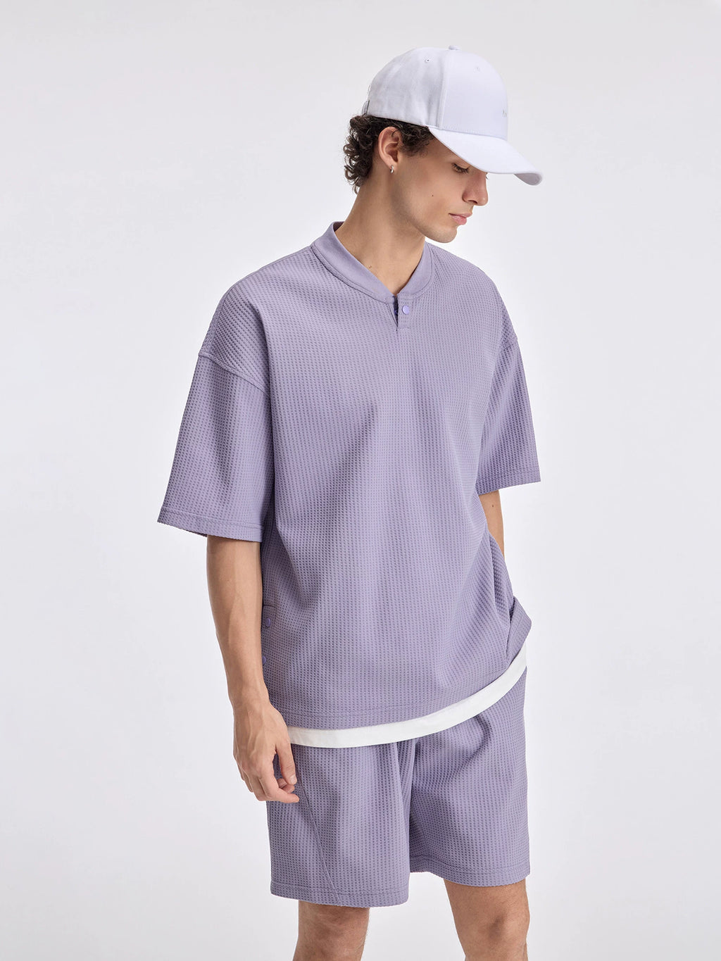 BODYDREAM Quick-Dry Waffle Knit Drop-Shoulder Baseball Tee