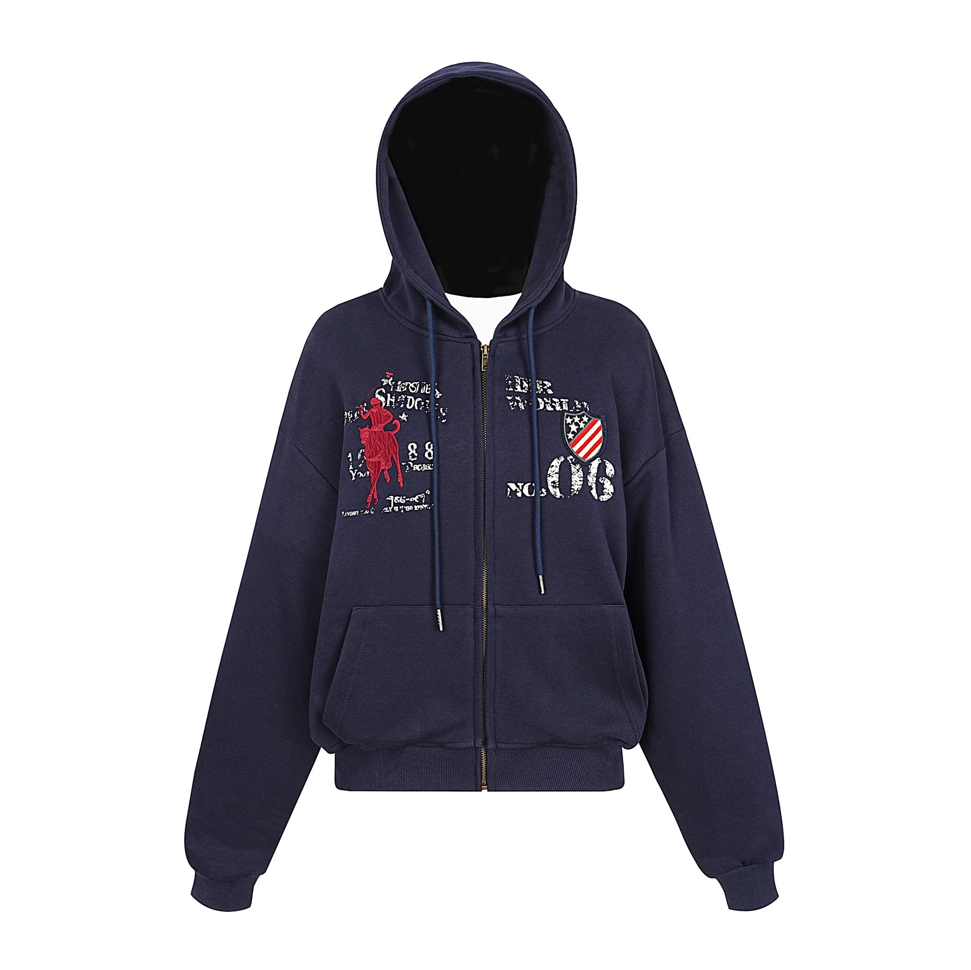 BLACKLISTS Vintage Alphabet Print Embroidered Sweater Jacket