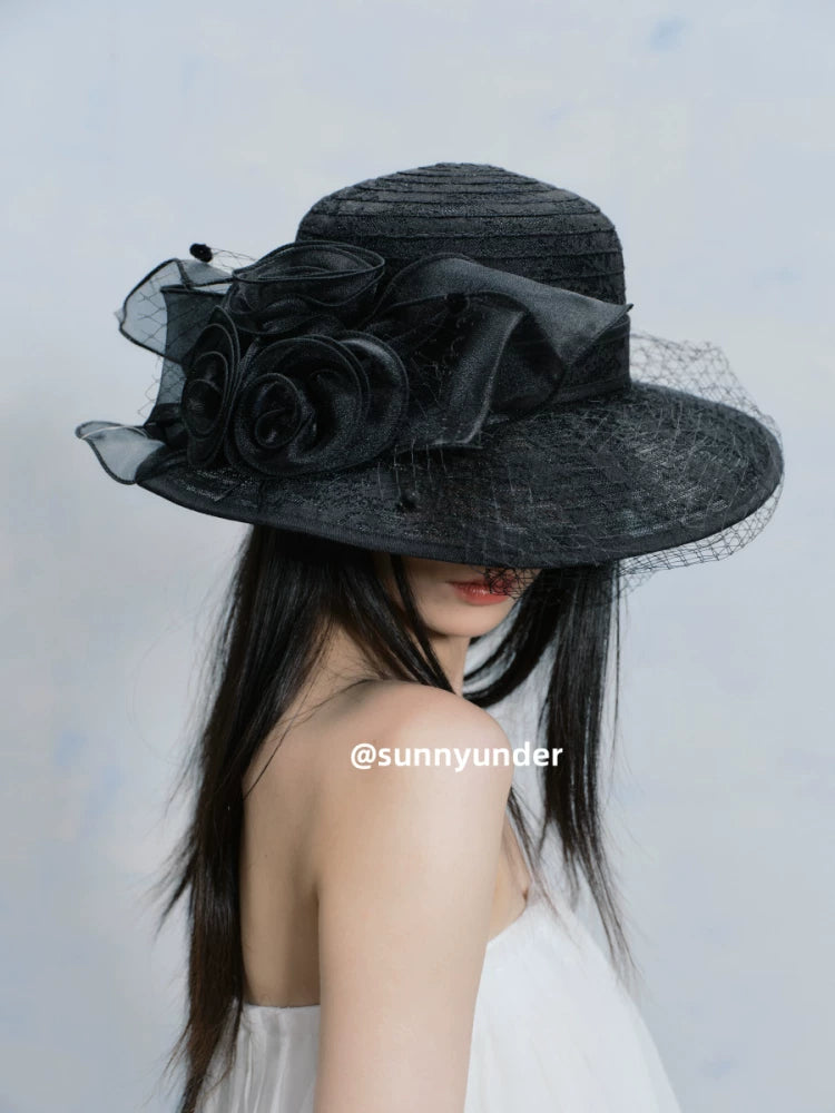 Sunnyunder Vintage Big Flower Lace Hat
