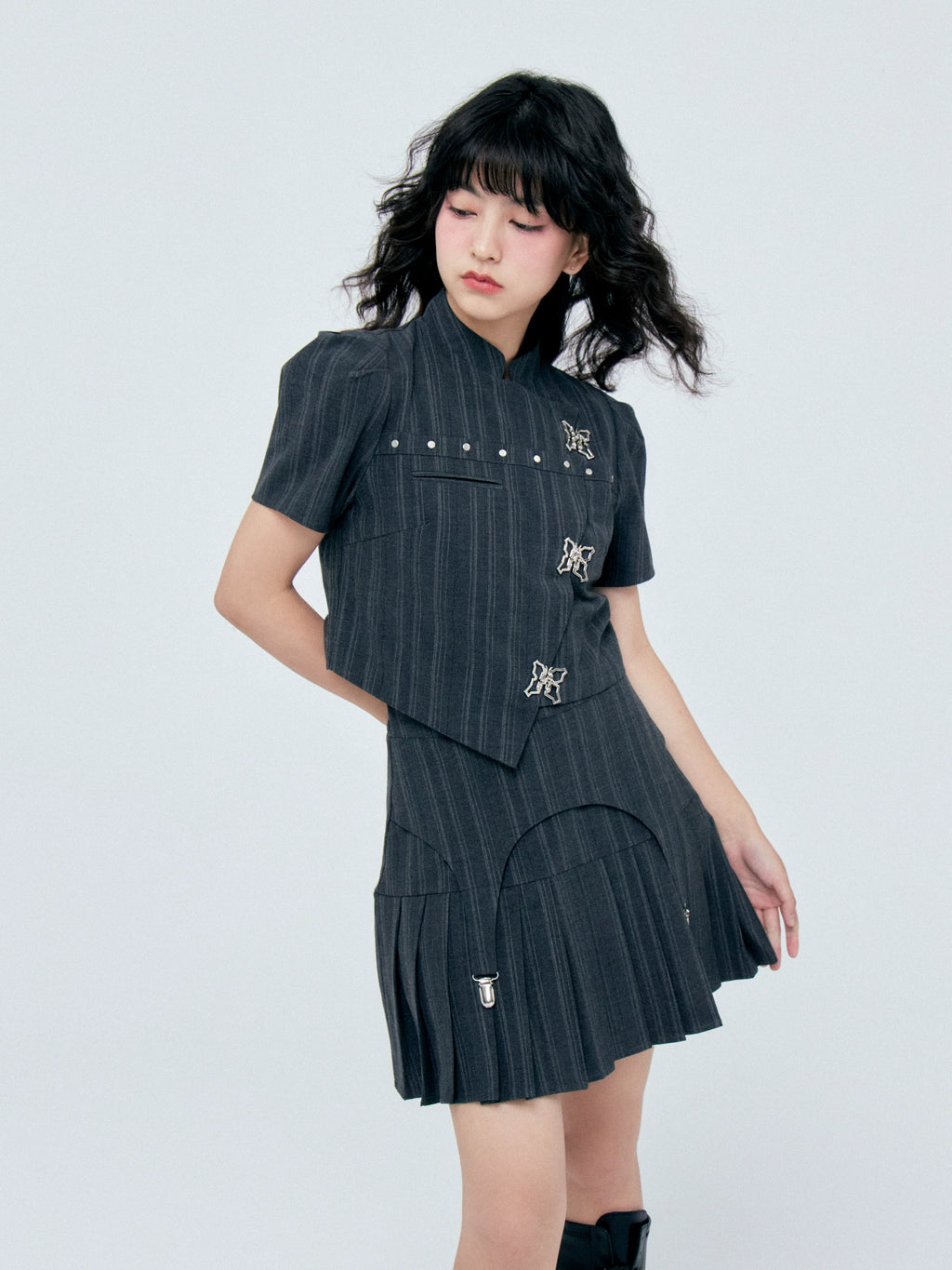 LOST FOREST Niche Casual Pleated Skirt Set