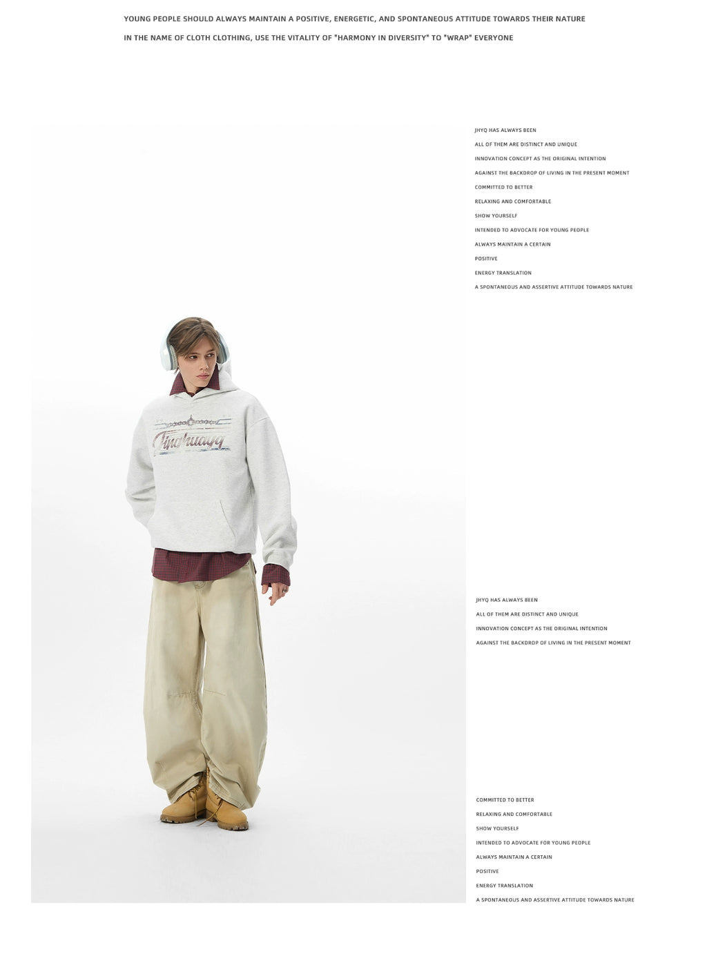 JHYQ Retro Letter Print Loose Sweater