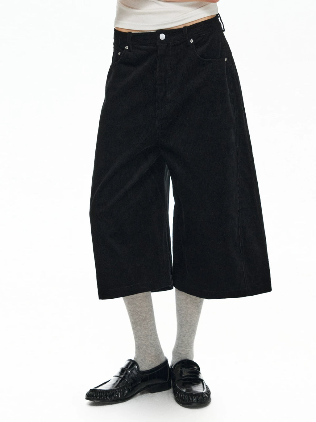 TGNS Corduroy 100% Cotton Breathable Loose Wide-Leg Capri Pants