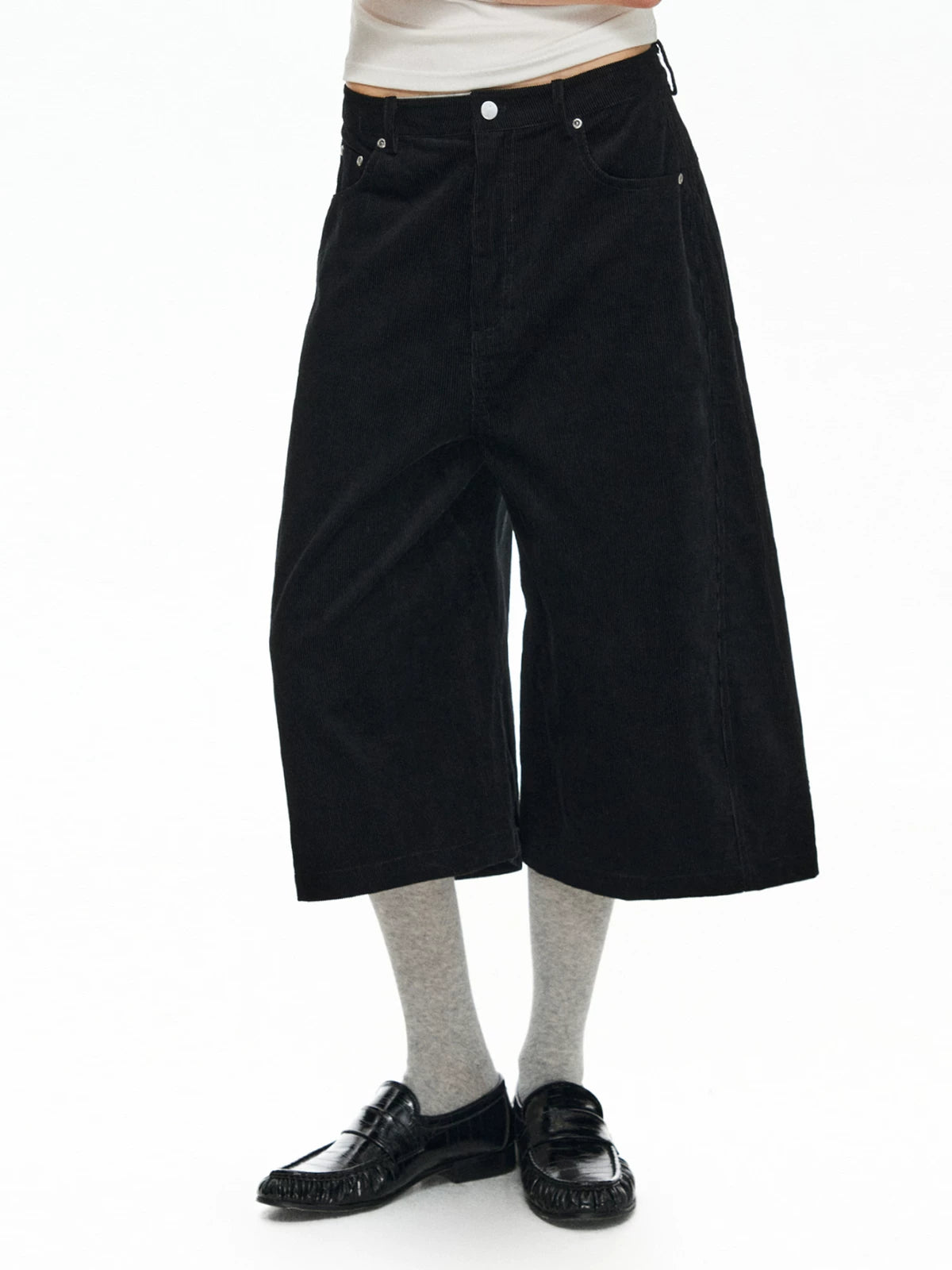 TGNS Corduroy 100% Cotton Breathable Loose Wide-Leg Capri Pants