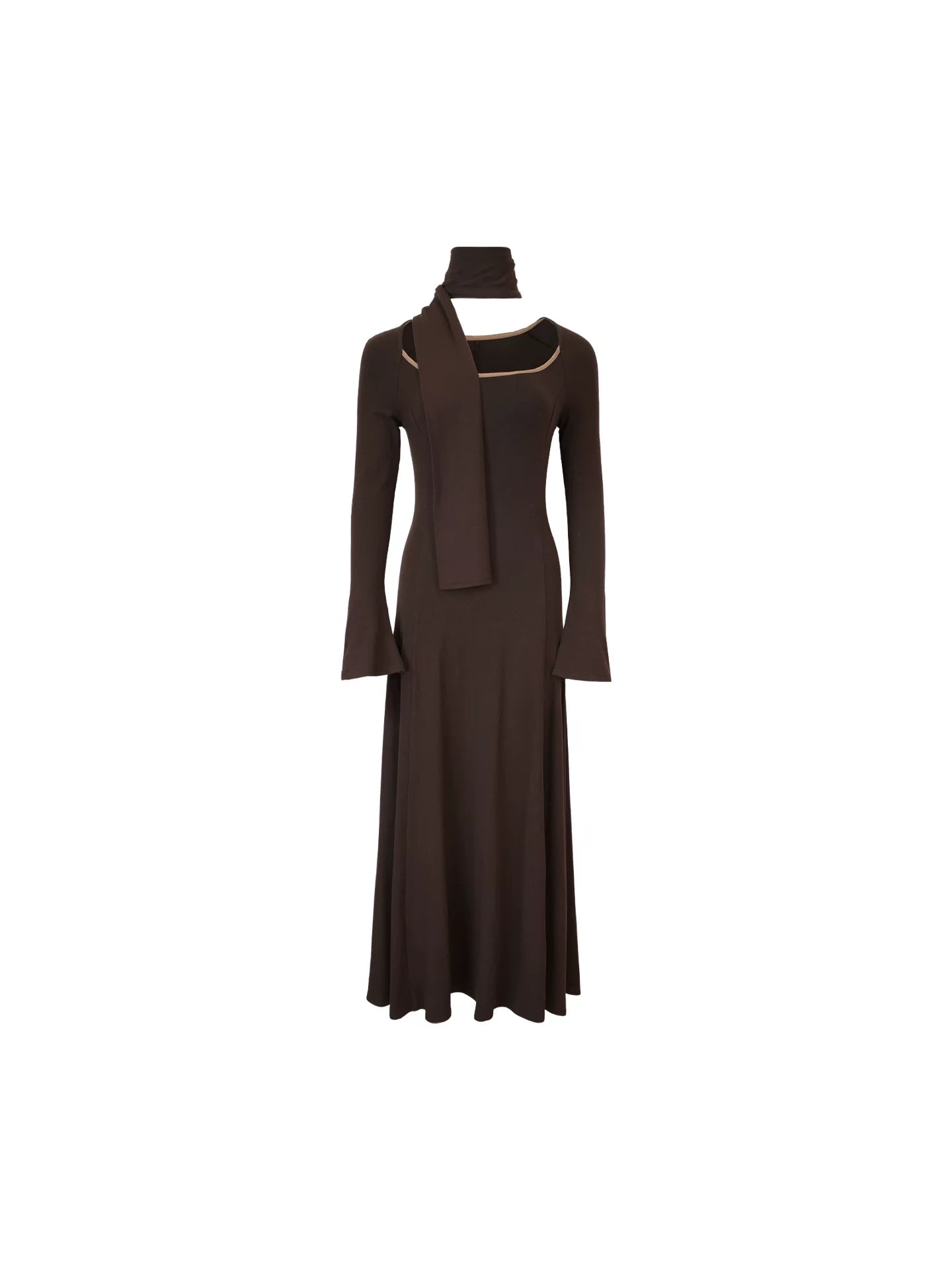 KELIFAN Elegant Retro Big Neckline Dress
