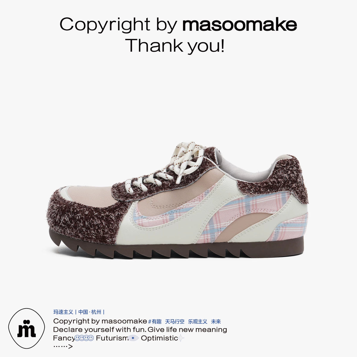 MASOOMAKE Mesh Lace-Up Color-Block Round-Toe Sneaker