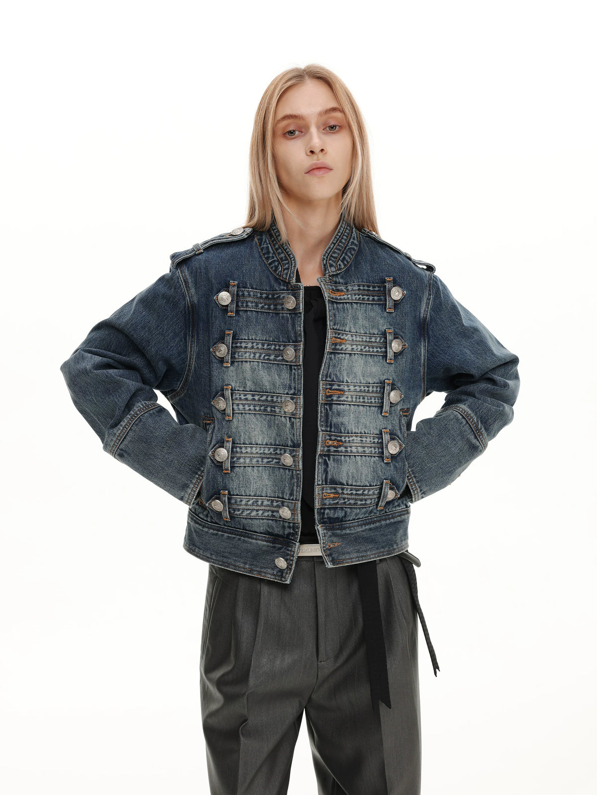 INTERLINKED 14oz Wrinkle-Resistant Cropped Denim Jacket