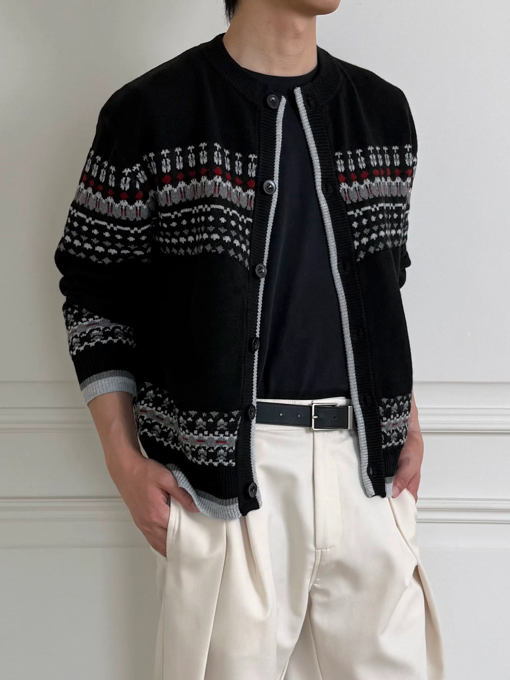 Stay the Night Fair Isle Button Knit Cardigan Relaxed Fit