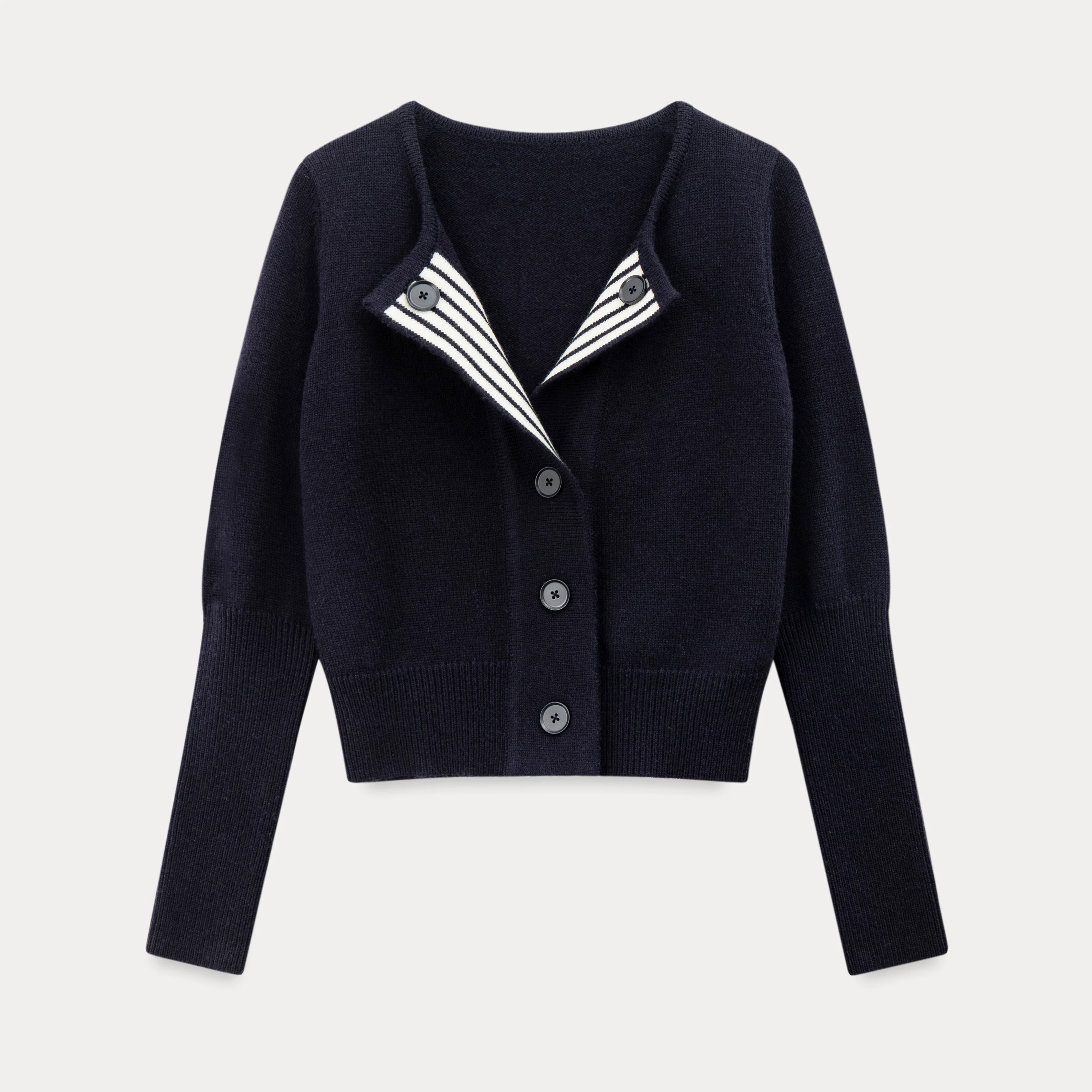 EGGKA Striped Contrasting Spliced Wool Knitted Jacket