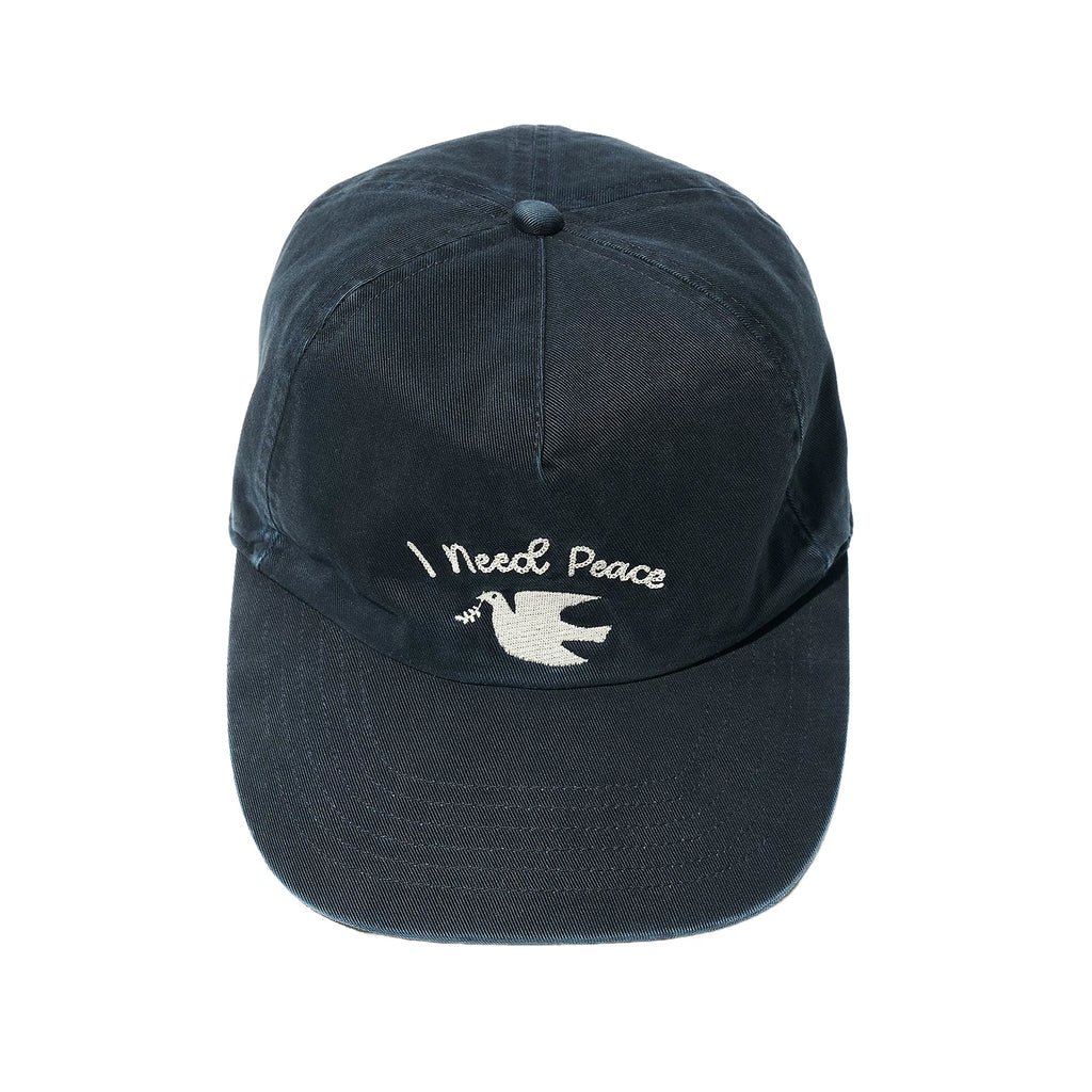 PARTIMENTO Washed Distressed Baseball Cap with Peace Dove Embroidery
