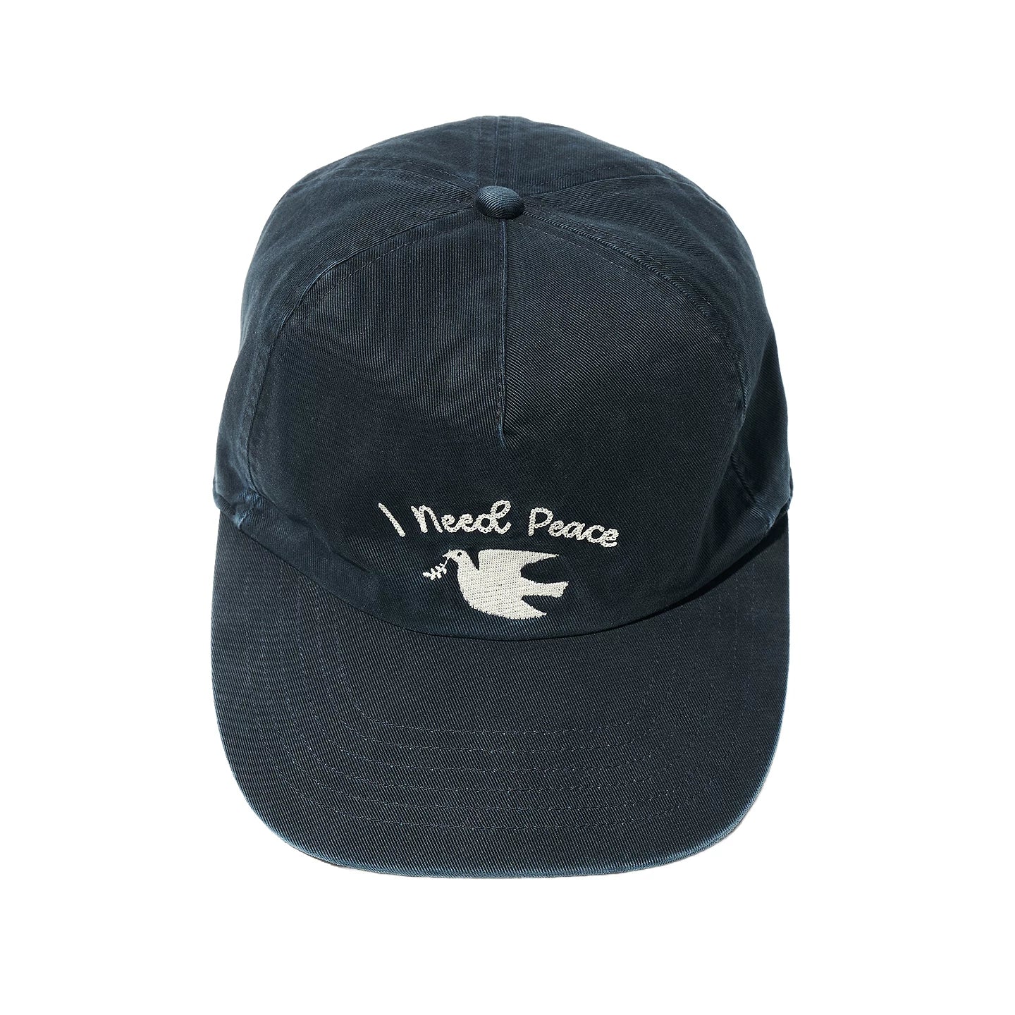 PARTIMENTO Washed Distressed Baseball Cap with Peace Dove Embroidery