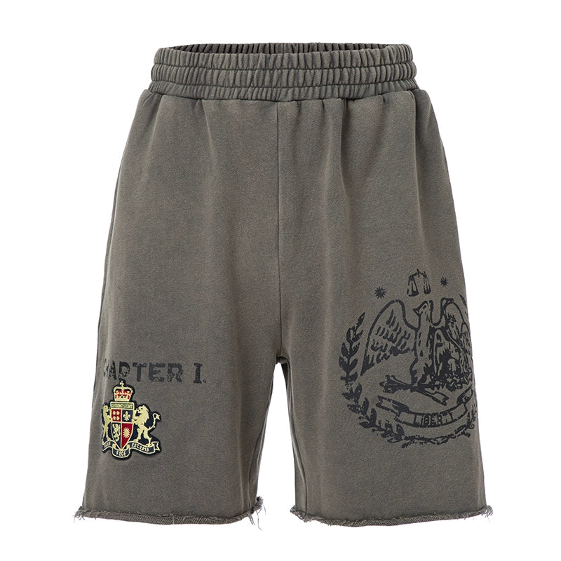 F2CE Loose Print Stamp Rough Edge Casual Versatile Shorts