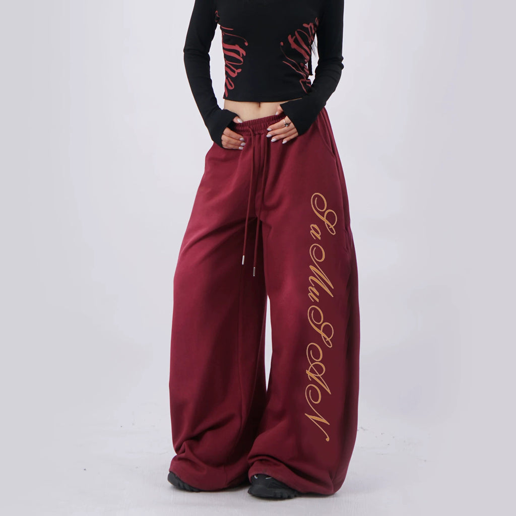 SAMUSAN Design Drawstring 400g Wide-Leg Sweatpants