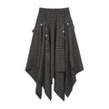 SagiDolls Girl Power Brown Plaid A-Line Long Skirt