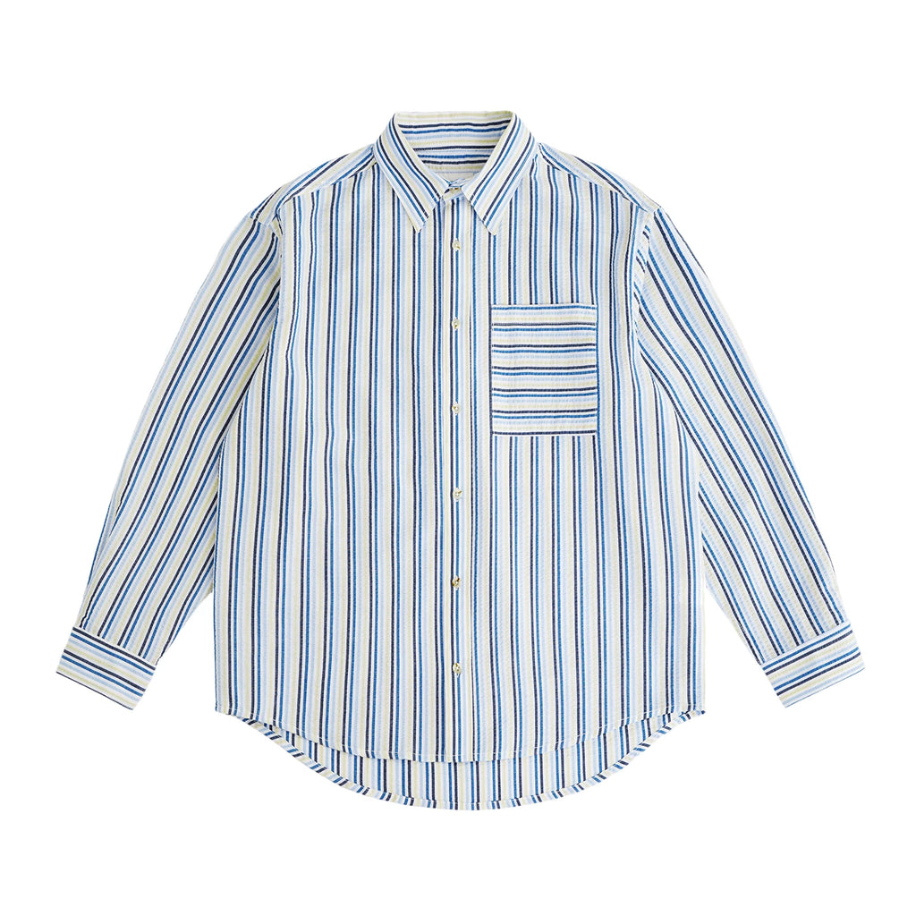 CENLES Striped 110g Breathable Loose Shirt Jacket