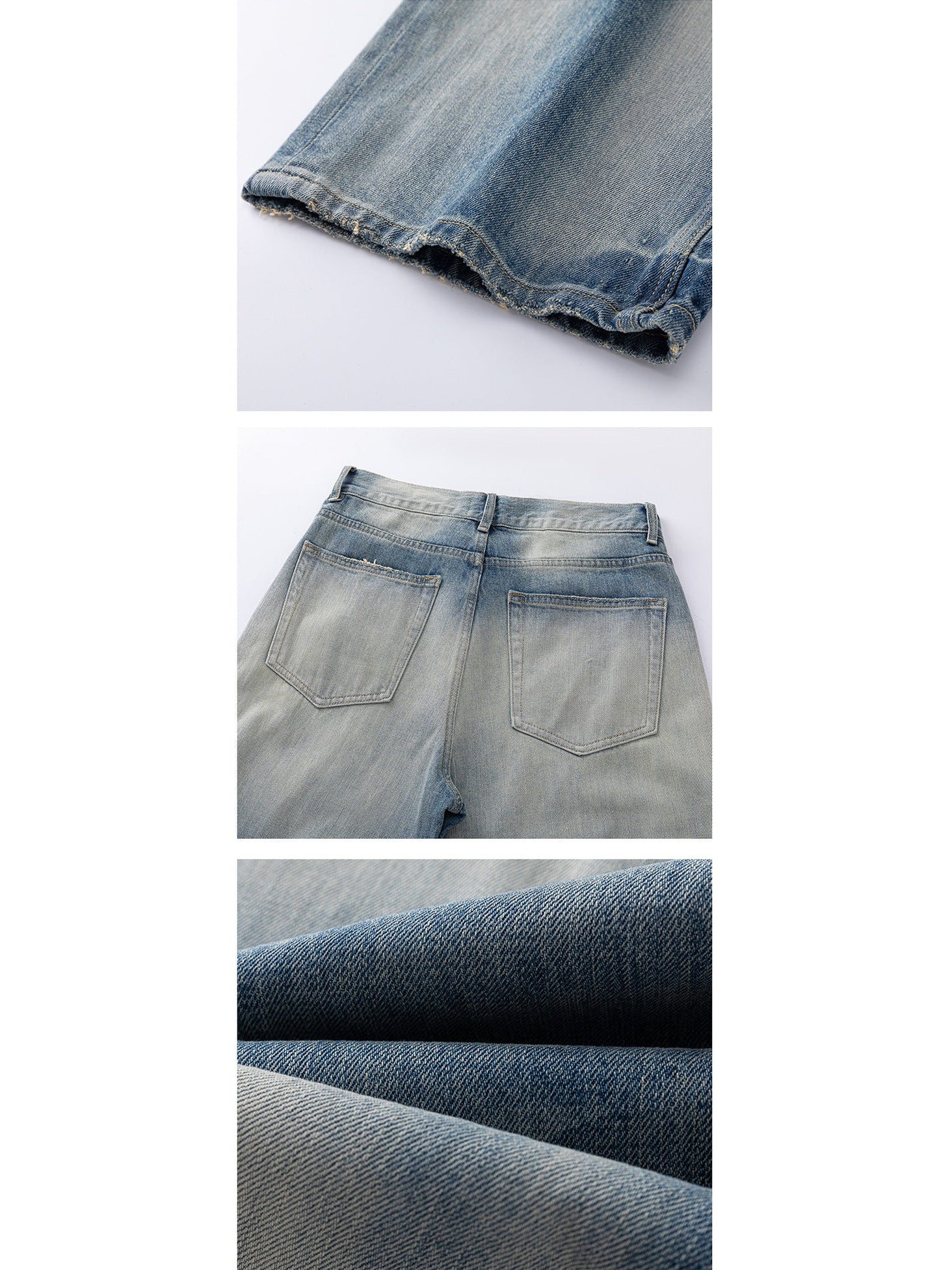 UNF A-Font Washed Blue Straight Loose Jeans