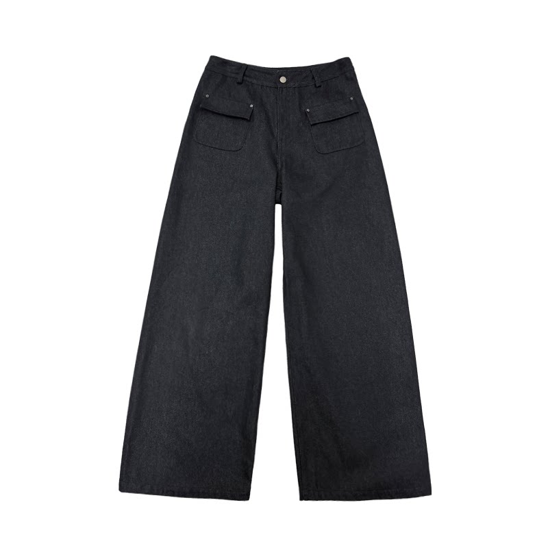 JCAESAR WOMEN Black Straight-Leg Mid-Rise Jeans