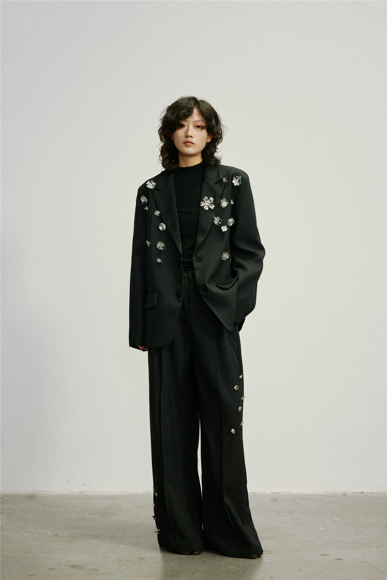 SUNYVONNE Metal Button-down Casual Suit