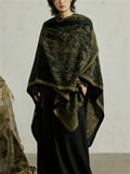 SUNYVONNE Ink Painting Split Cloak Large Shawl