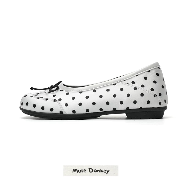 Donkey Shallow Mouth Polka Dot Inner Height Increasing Single Shoes
